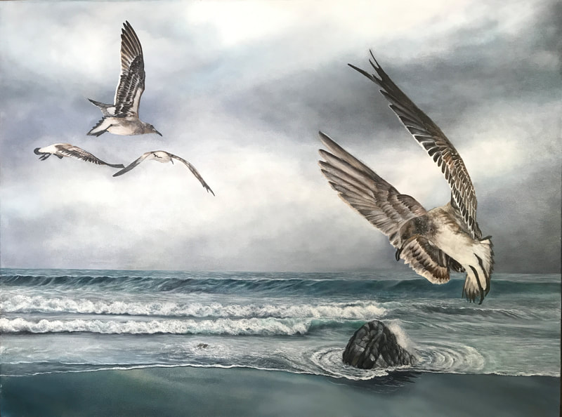 Seagulls over ocean
30 x 40
Oil on Canvas